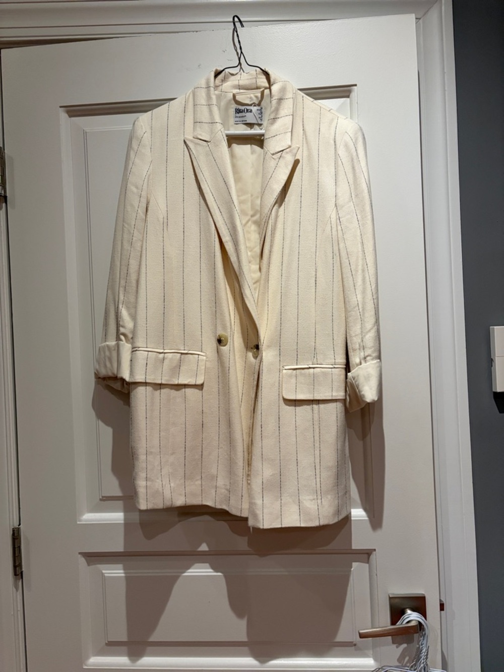 Primark Cream Pinstripe Wide-Leg Suit Set - Picture 2 of 3